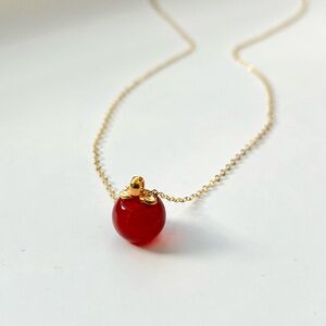 Elegant 14K Gold Filled Necklace Chain with Adorable 18K Gold Red Pendant